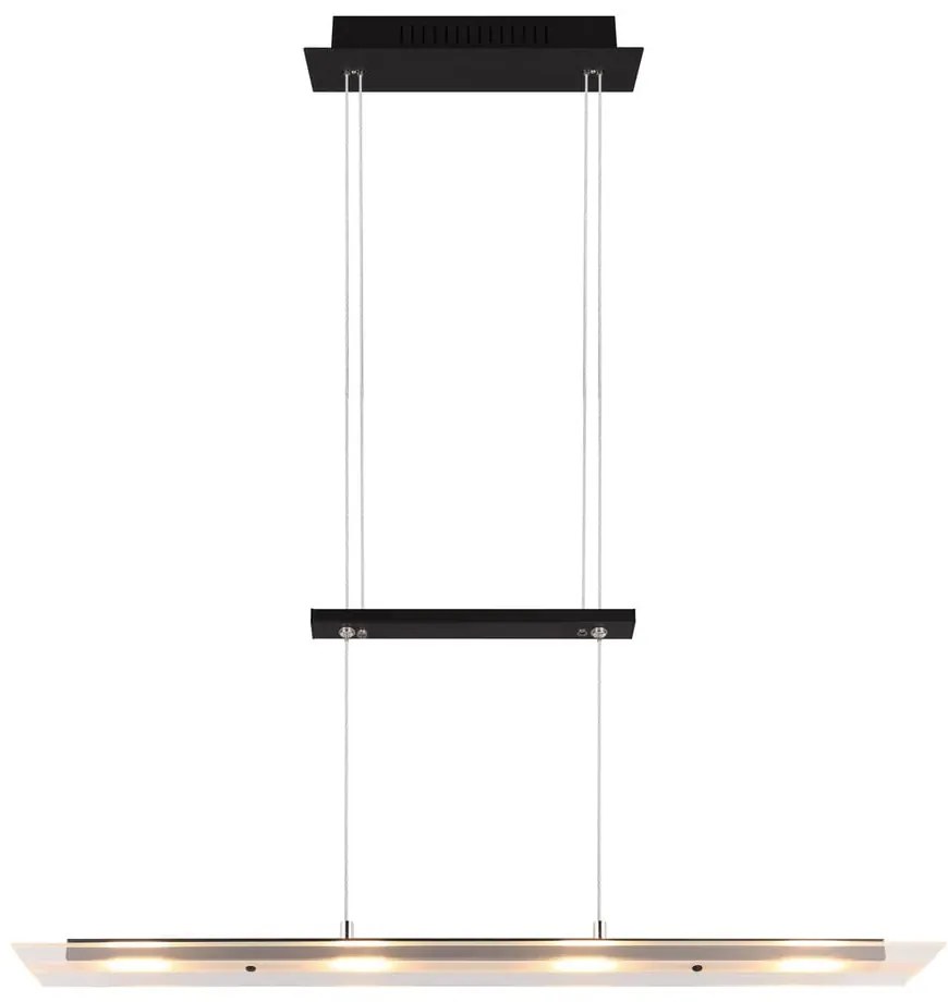 Čierne LED závesné svietidlo so skleneným tienidlom Milos – Trio