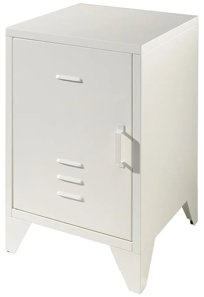 Biely kovový nočný stolík Bronxx - Vipack