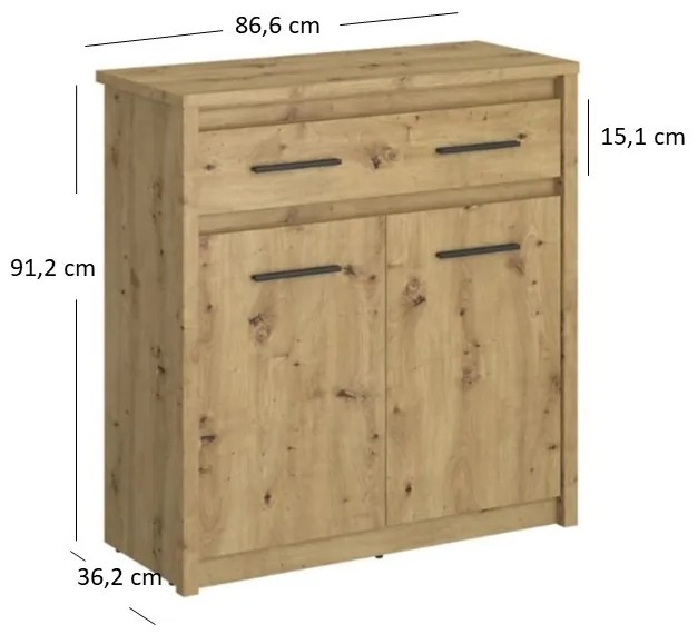 Komoda Andra 2D1S (dub artisan). Vlastná spoľahlivá doprava až k Vám domov. 1052742