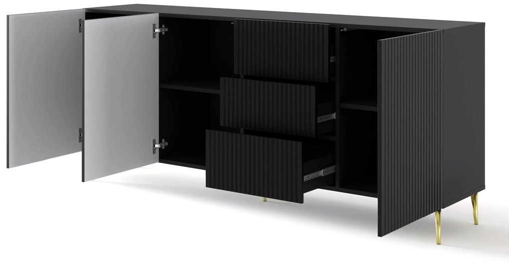 Komoda Rawy 3D3S (čierna + čierna). Akcia -21%. Vlastná spoľahlivá doprava až k Vám domov. 1061131