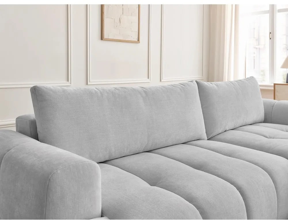 Svetlosivá rozkladacia/s úložným priestorom rohová pohovka (pravý roh/s leňoškou) Fuji – Bobochic Paris