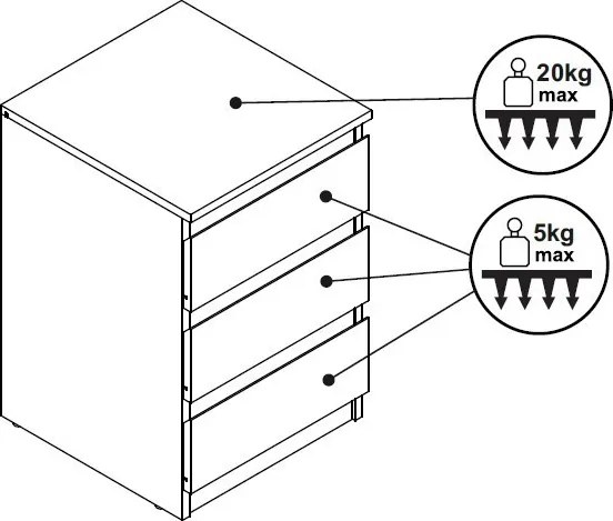 Skrinka/vysoký nočný stolík Carlos 403S, biela