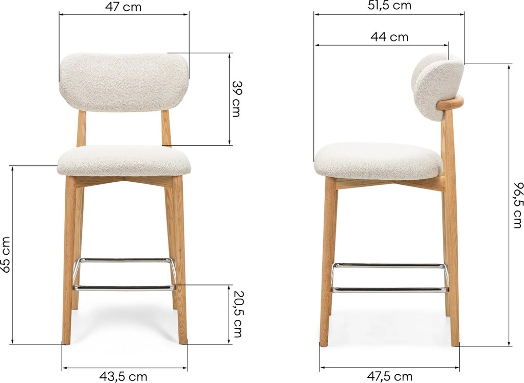 Barová židle Amalfi z masivu dub/krémová