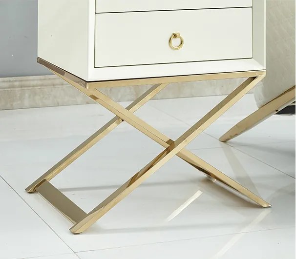NOČNÝ STOLÍK MARINETTE BIELY LAKOVANÝ + ZLATÝ