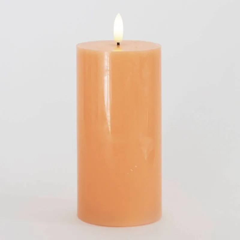 SIRIUS Vosková LED svíčka Sille, broskvová, 7,5 x 15 cm