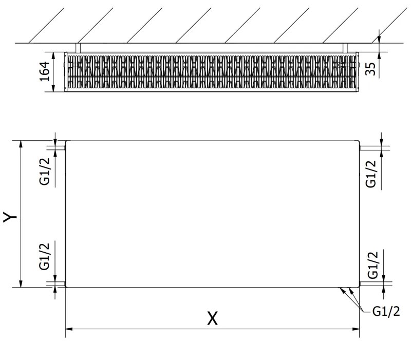 Mexen, Mexen Flat CVF33 panelový radiátor 500 x 600 mm, spodné pripojenie, 1140 W, biely - W633F-050-060-00