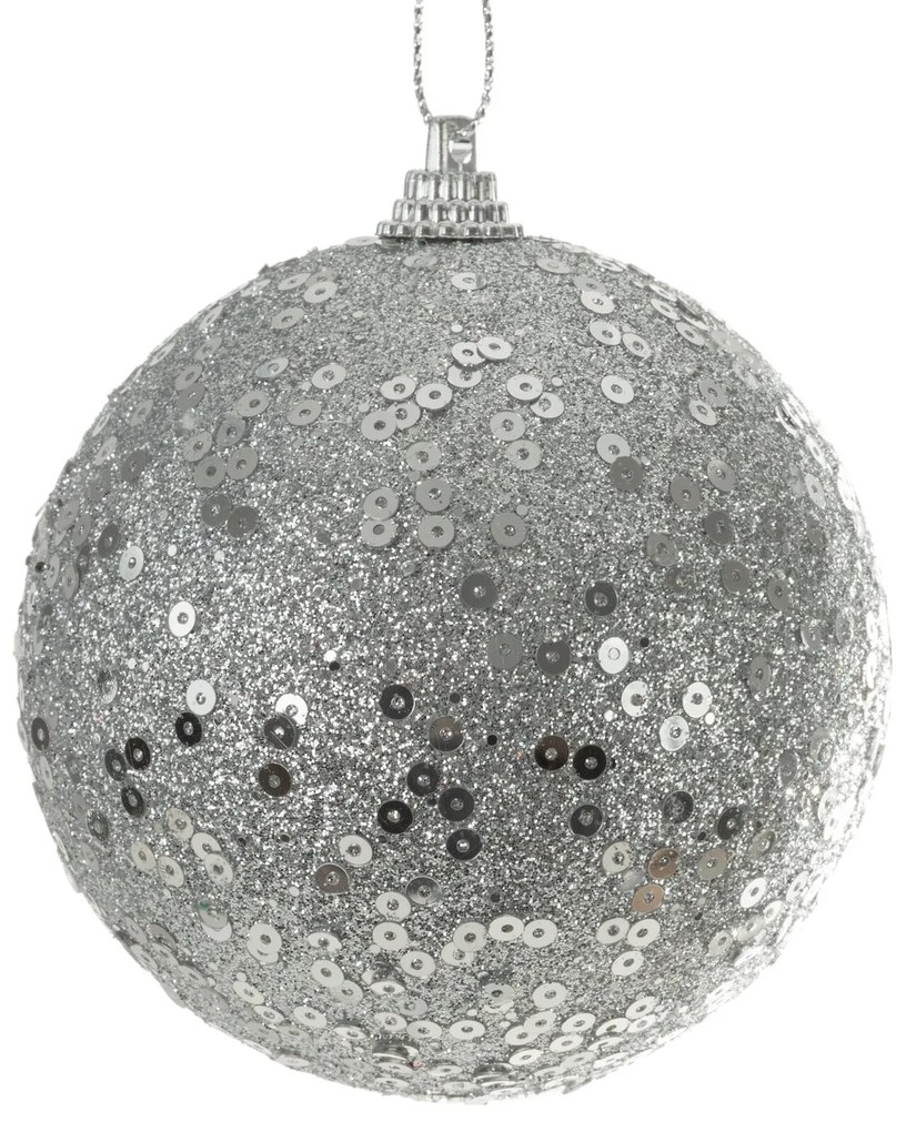 VIANOČNÁ BANKA NA STROMČEK SADA 4 KS (FI) 8 CM STRIEBORNÁ