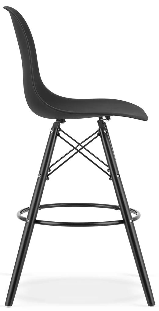 Čierna barová stolička CARBRY LAMAL s čiernymi nohami