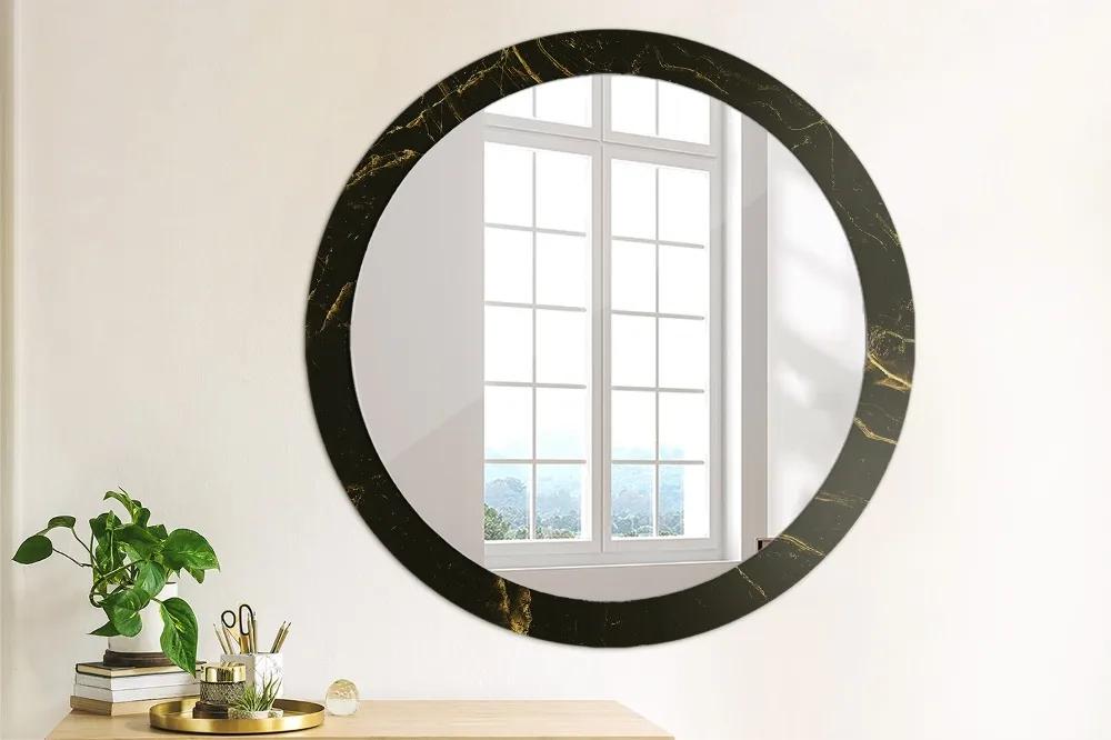 Okrúhle ozdobné zrkadlo na stenu Čierny mramor fi 90 cm