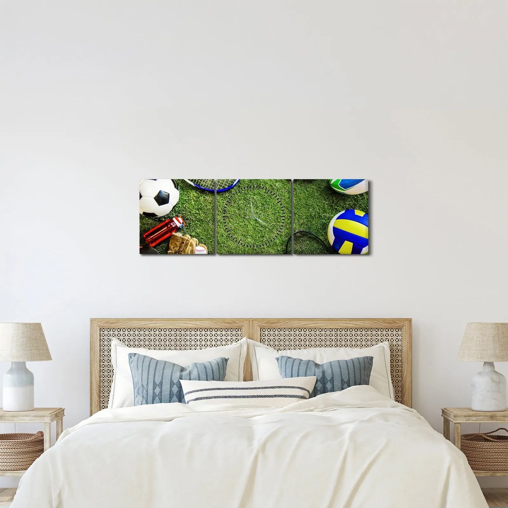 Obraz - Šport (s hodinami) (90x30 cm)