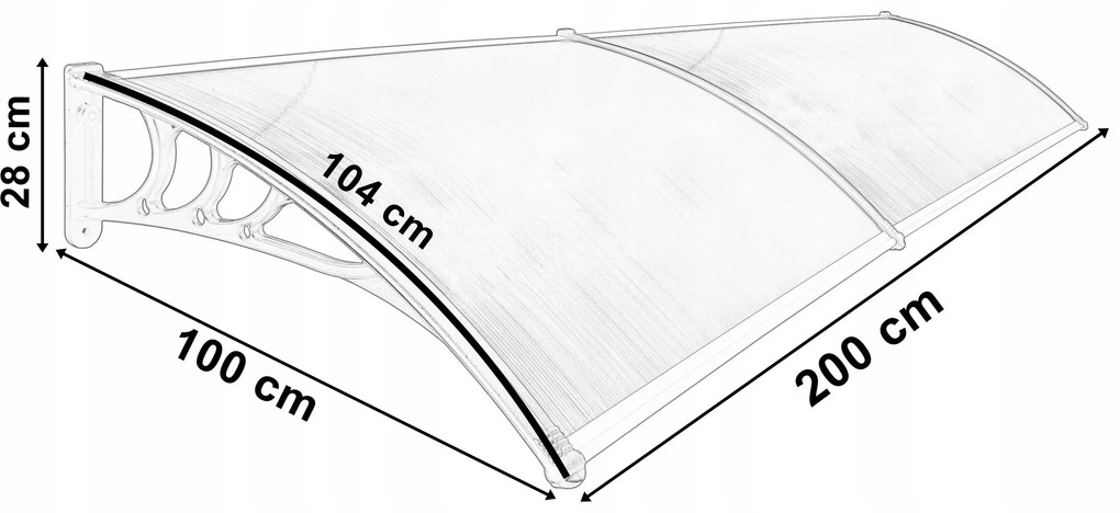 Plastová strieška MAKO DUO 100x200cm - čierna