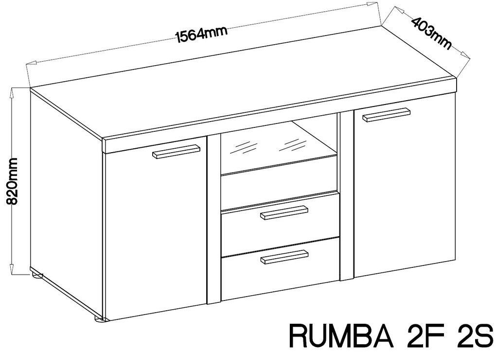 Kombinovaná komoda Rumba - biela