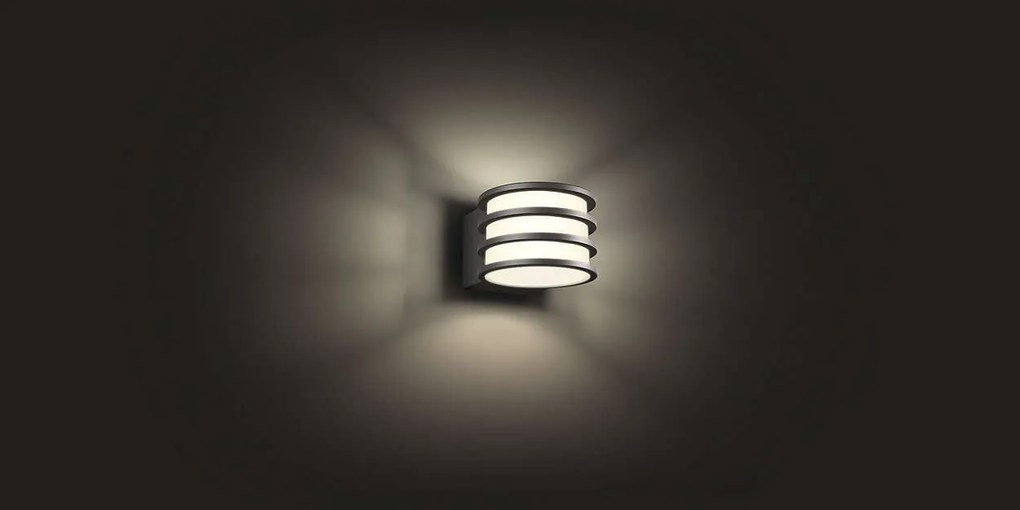 PHILIPS HUE Vonkajšie nástenné LED chytré svietidlo HUE LUCCA, 9,5 W, teplá biela, šedé, IP44