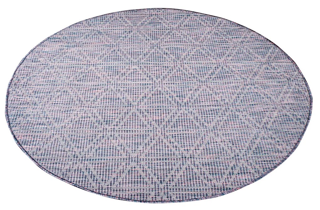 Dekorstudio Šnúrkový okrúhly koberec PALM 3073 - ružovomodrý Priemer koberca: 120cm