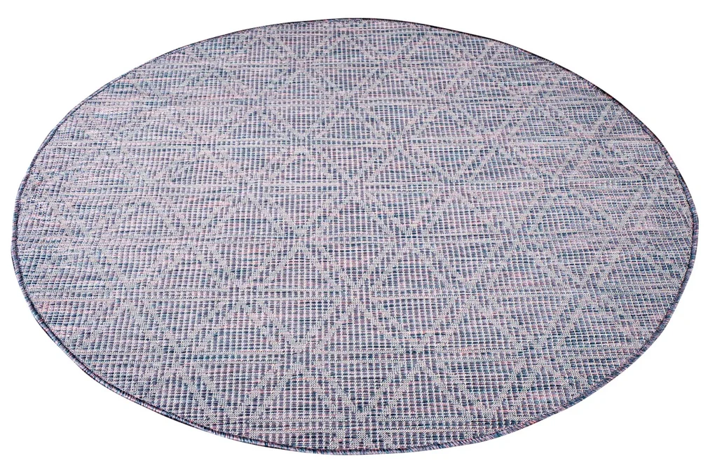 Dekorstudio Šnúrkový okrúhly koberec PALM 3073 - ružovomodrý Priemer koberca: 120cm