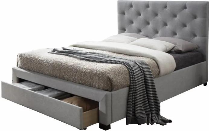 Sivá moderná posteľ s úložným priestorom SANTOIA 180 x 200 cm