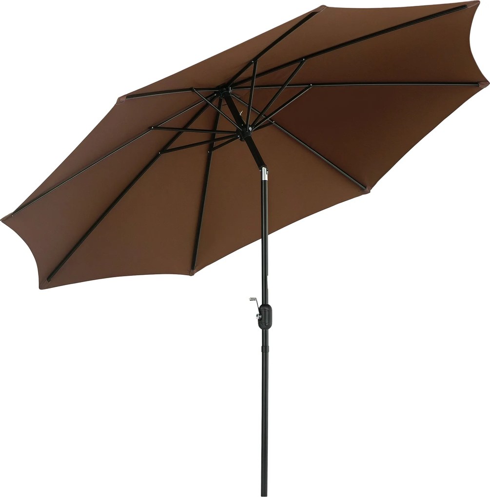 Outsunny Prístrešok s Vysokým Dnom - Záhradný Umbrel s Kľukou, Oceľový, 180 g/m² Polyester, Hnedý Ø2,95 x 2,5 m | Aosom