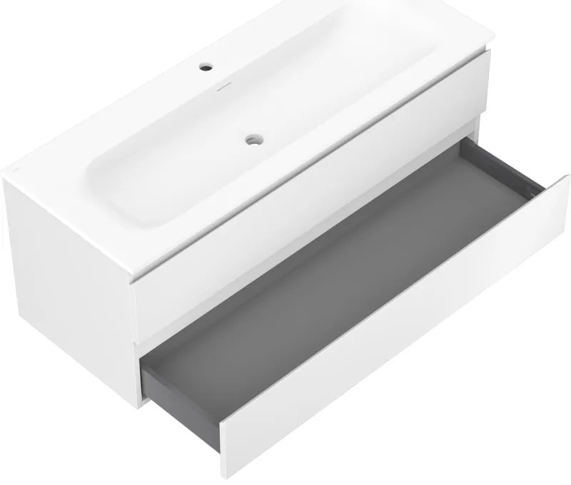 Mexen Orio, kúpeľňová skrinka 120 cm s umývadlom Vela, 2 zásuvky, biela matná, 91A10-12047-2-BFF01-W23M01