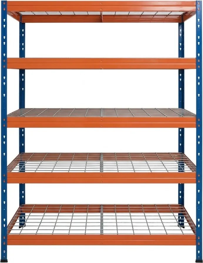 Kovové regály RIVET PRO 252x120x60 oceľová mriežka 5 úrovní antracitová sivá
