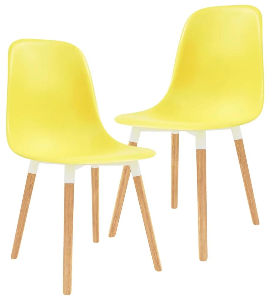 vidaXL Jedálenské stoličky 2 ks, žlté, plast