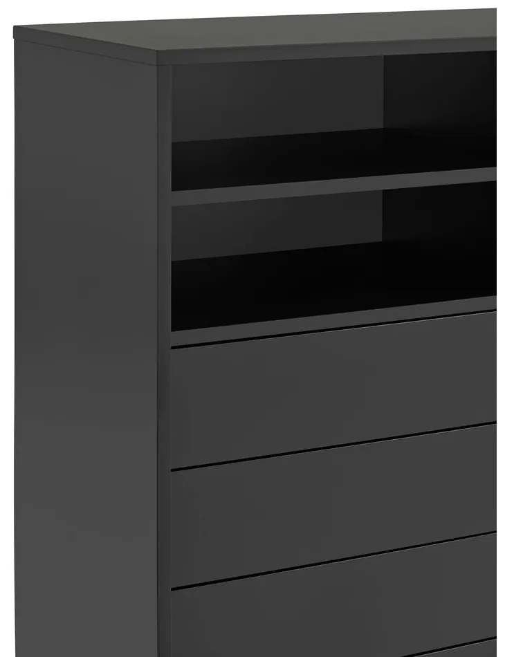 Čierno-antracitová vysoká komoda s posuvnými dverami 120x140 cm Nube – Teulat