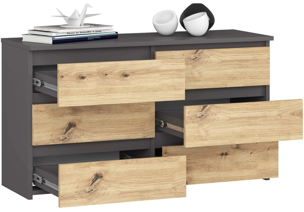 Komoda CL6 100 cm grafitovo šedá/dub artisan