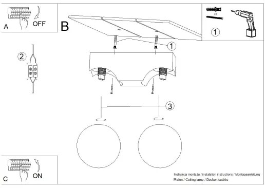 Sollux SL.1683 - Stropné svietidlo BULBO 2xG9/8W/230V buk/biela