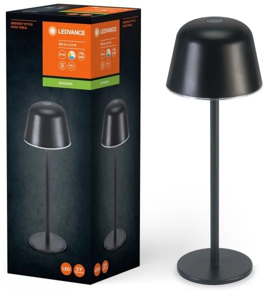 Ledvance - LED Stmievateľná vonkajšia nabíjacia lampa TABLE LED/2,5W/5V IP54 čierna