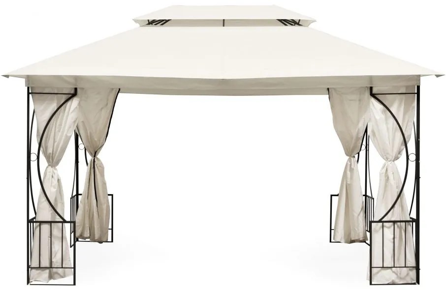 Záhradný pavilónový stan 4x3m - béžový - plné steny