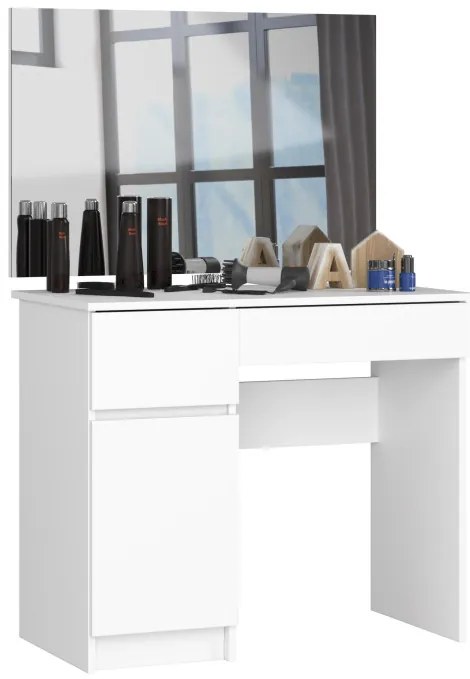 Toaletný stolík so zrkadlom CLP P-2/SL 900x600 ľavý, biely