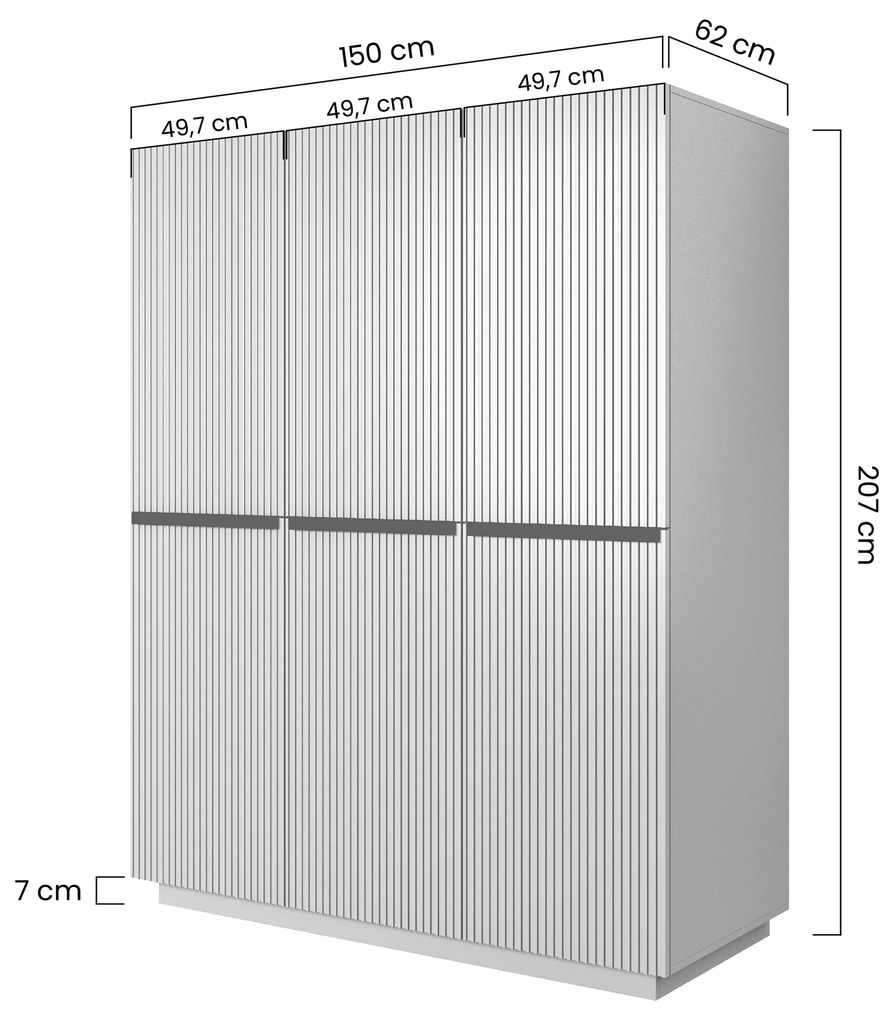 Šatníková skriňa Nicole 150 cm - čierny mat / čierne úchyty