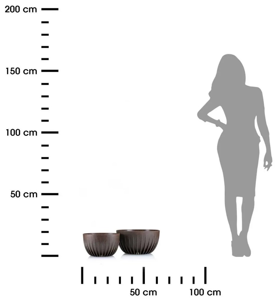 Sada 2 květináčů STRIPPED ECO kávově hnědá