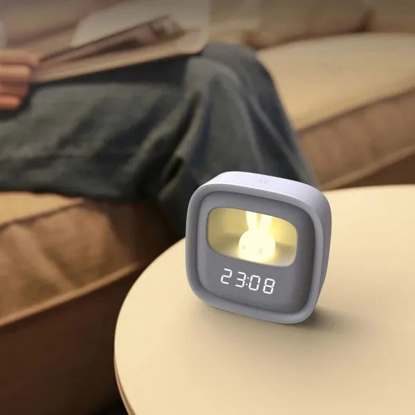 LED Stmievateľná nočná lampička s budíkom BUNNY LED/1,2W/5V 3000K