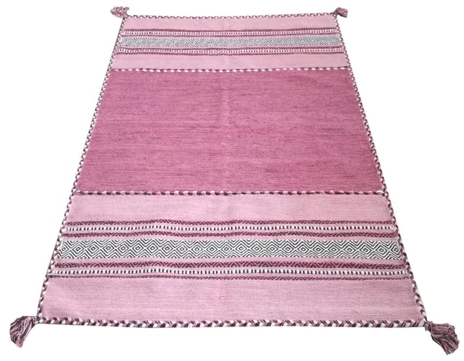 Ružový bavlnený koberec Webtappeti Antique Kilim, 120 x 180 cm