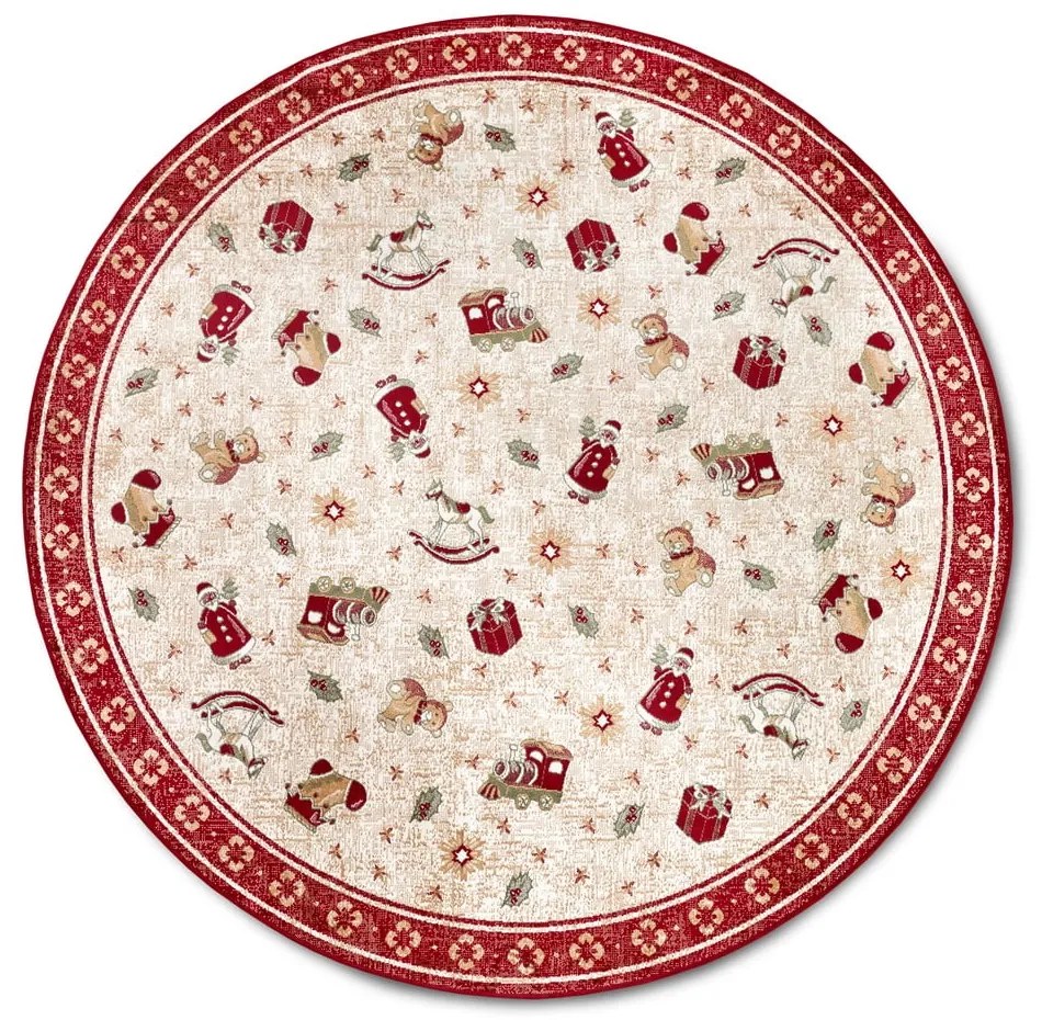 Červený okrúhly koberec s vianočným motívom s prímesou bavlny ø 160 cm Toy's Delight Red Christmas – Villeroy&amp;Boch