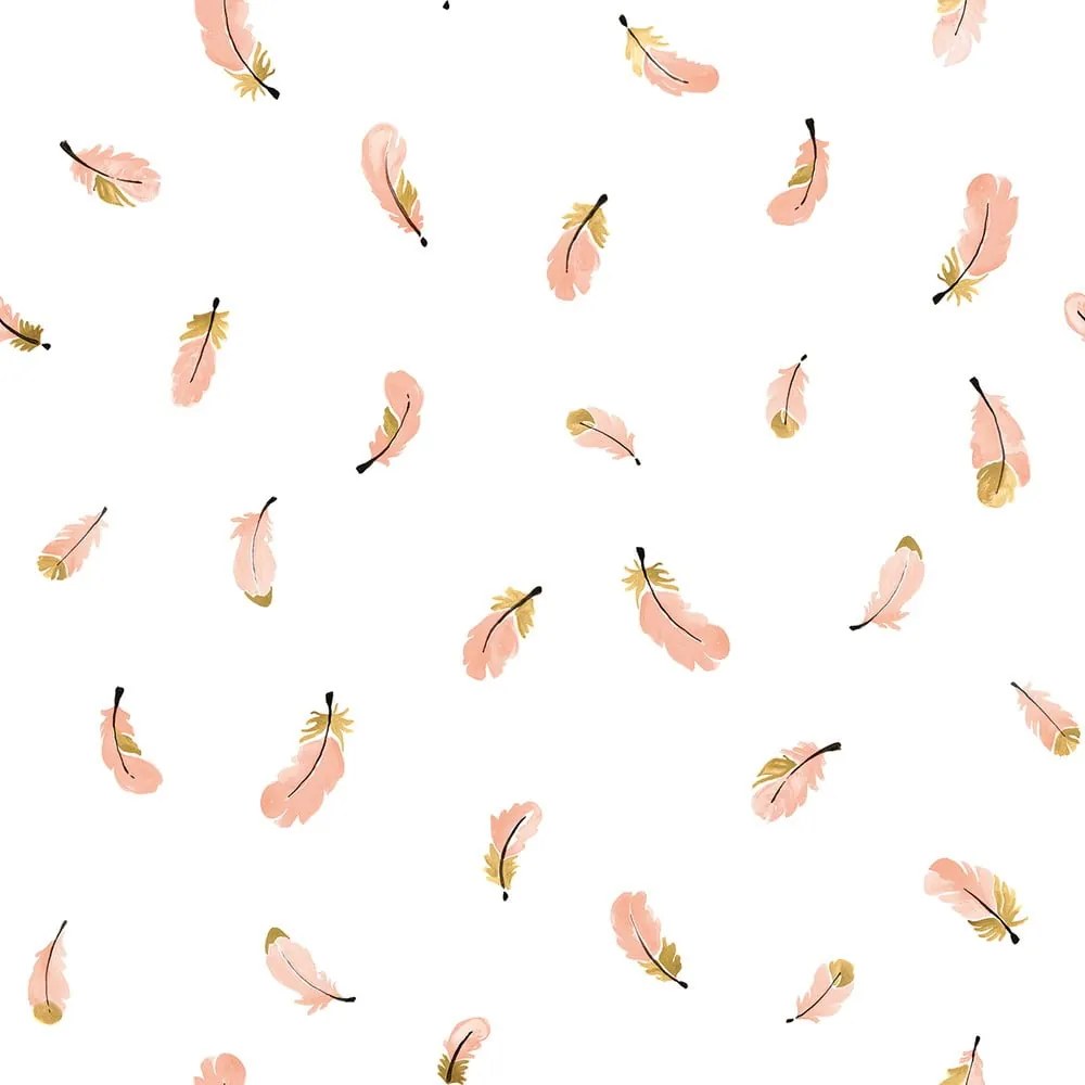 Detská tapeta 10 m x 50 cm Gold Feathers – Lilipinso