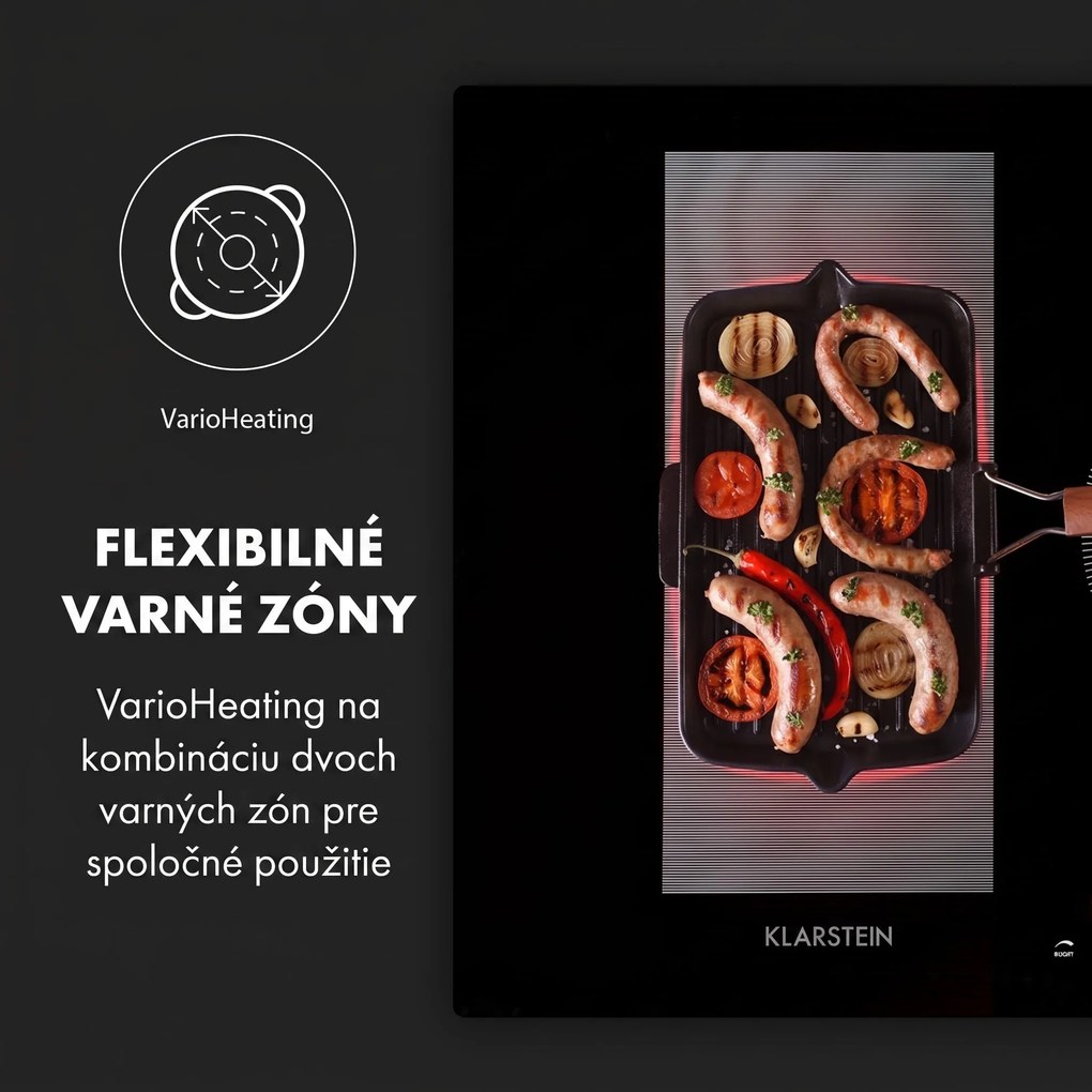 Klarstein Delicatessa 90 Hybrid, vstavaná indukčná varná doska, 7400 W, 5 zón, čierna