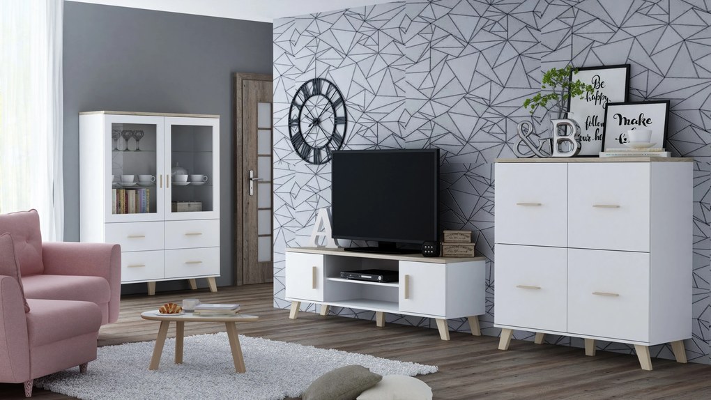 Cama TV stolík Lotus - biela, 160 cm