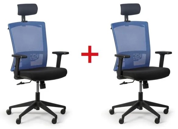 Kancelárska stolička FELIX, čierná, 1+1 ZADARMO, modrá
