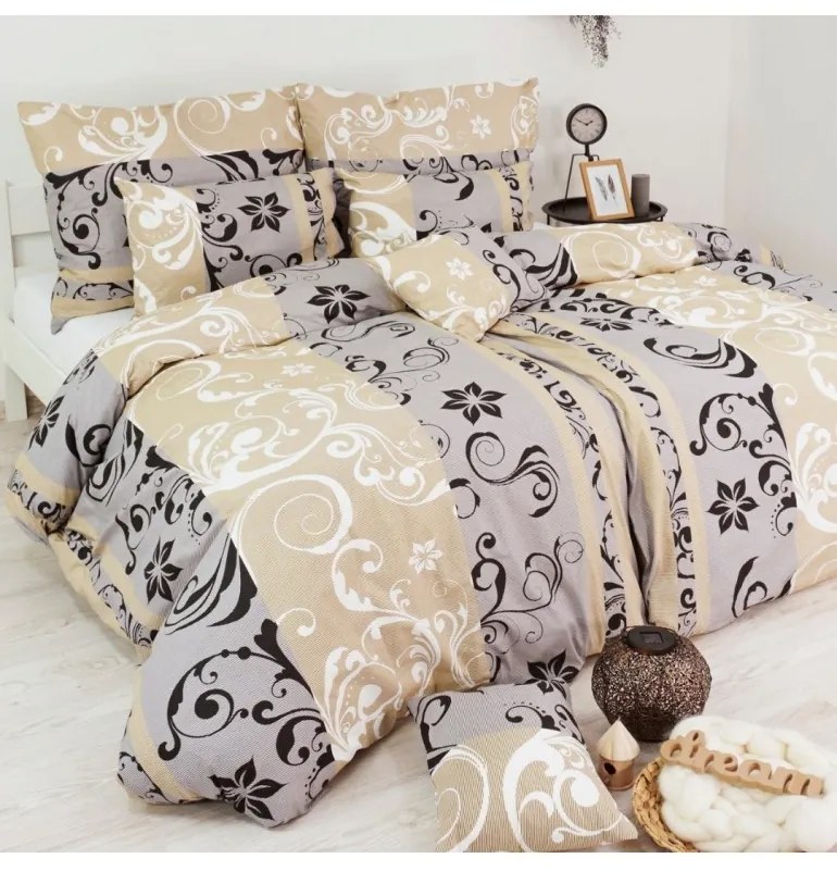 Obliečky krepové Lilien sivo-béžové EMI, Štandardný set jednolôžko obsahuje 1x 140x200 + 1x 70x90