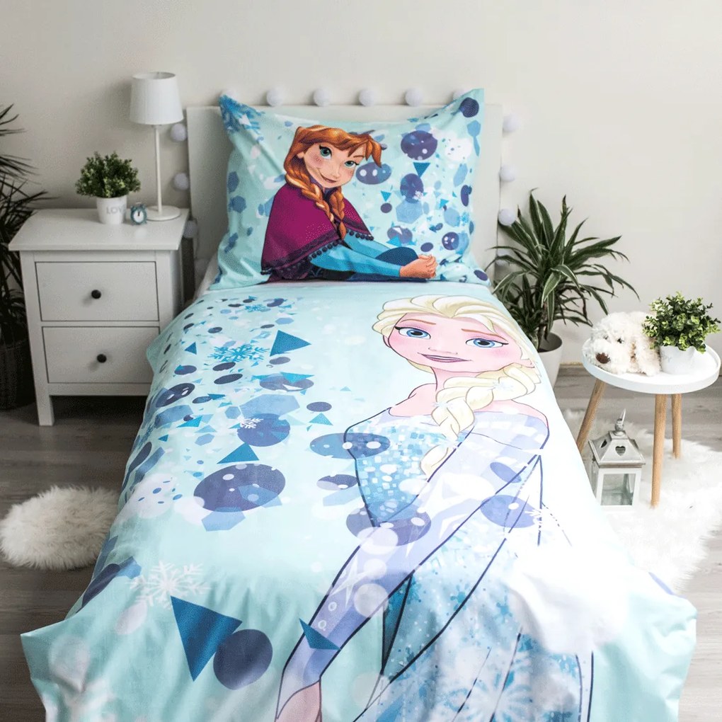 Jerry Fabrics Bavlnené obliečky so svietiacim efektom 140x200 + 70x90 cm - Frozen "Light Blue 02"