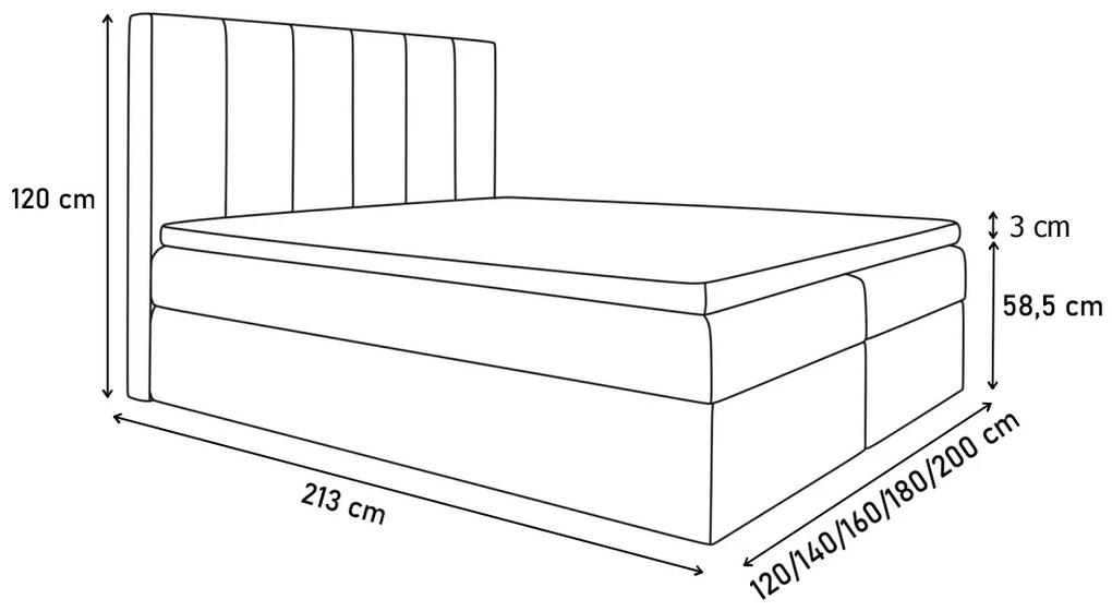 Čalúnená posteľ boxspring MONET + topper, 140x200, jasmine 20