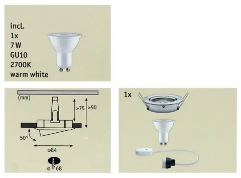 Paulmann 93603 - LED-GU10/7W IP23 Stmievateľné kúpeľňové svietidlo NOVA 230V