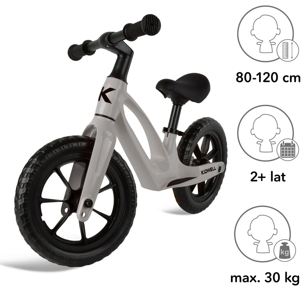 Balančný bicykel Kidwell Vito Balance, detské odrážadlo, sivý, horčíkový rám