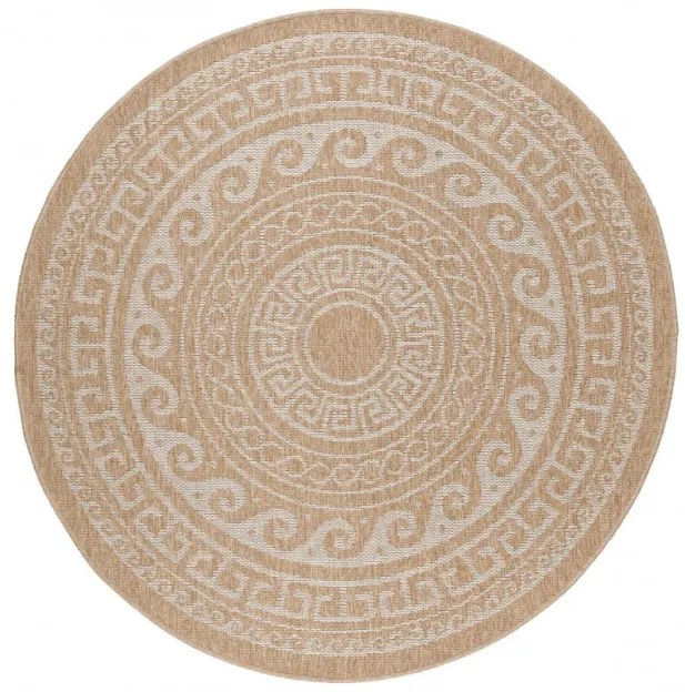 Šnúrkový koberec Comilla ornament béž, kruh