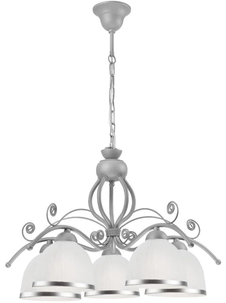 Luster na reťazi RETRO II 5xE27/60W/230V strieborná