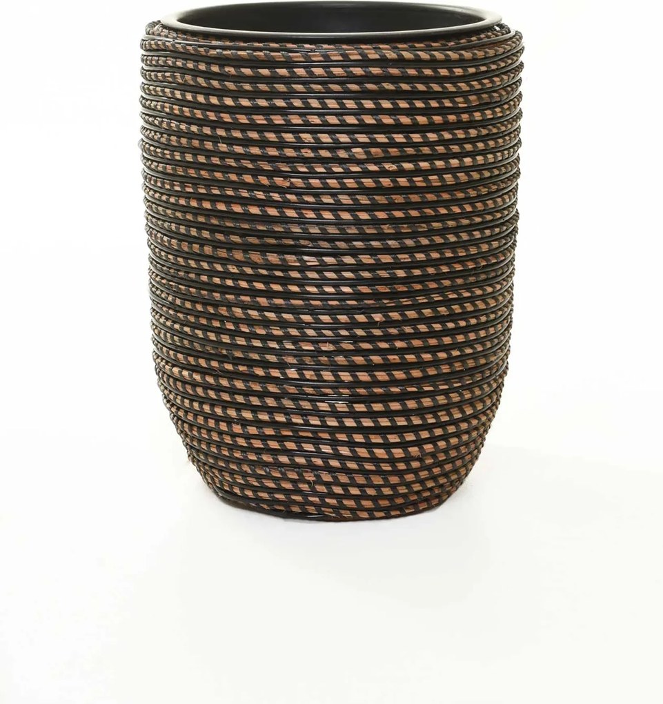 Izbový kvetináč MACETA, ratan, 33x42 cm, natur/čierna