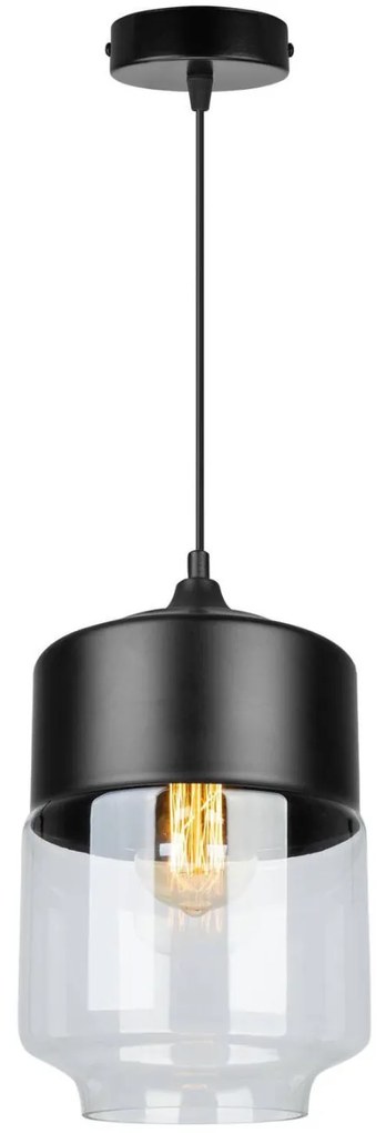 Závesné svietidlo Oslo 1, 1x čierne/transparentné sklenené tienidlo