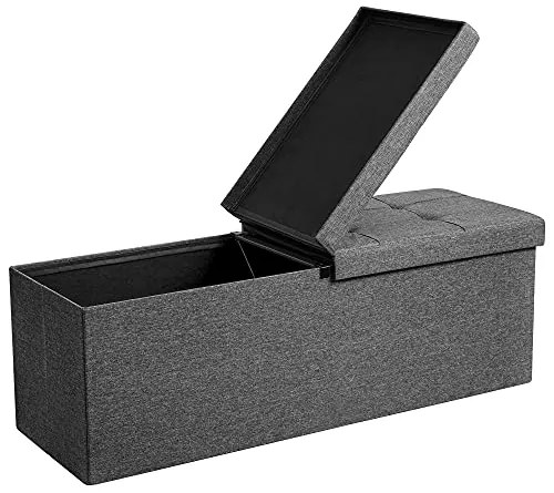 Taburetka s úložným priestorom, 38x110x38cm, tmavo sivá