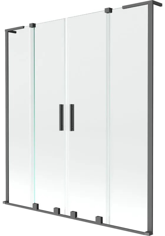 Mexen Velar L Duo, 2-krídlová posuvná vaňová zástena 140 x 150 cm, 8mm číre sklo, grafitová, 896-140-003-02-95